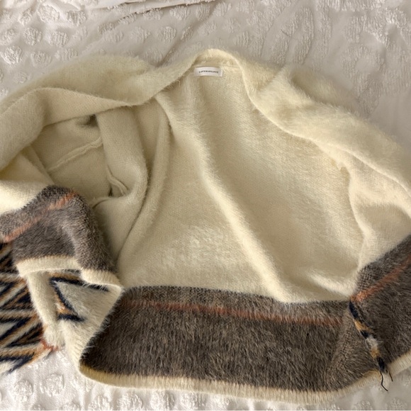 Anthropologie Cream Aztec Open Cardigan/Kimono/Jacket Size Large - Picture 13 of 16